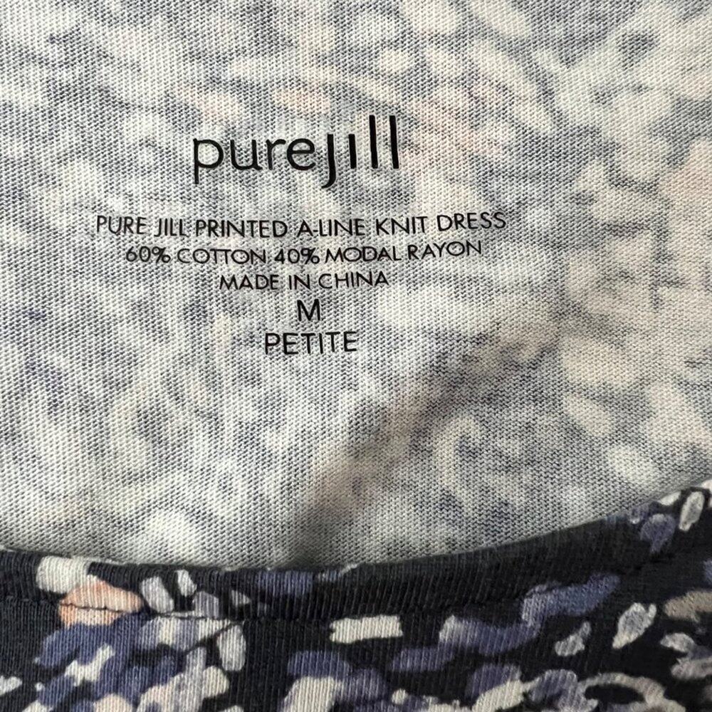 PureJill Women's Knit Casual A-Line Dress Taupe & Cream Petite Size M - Picture 9 of 10